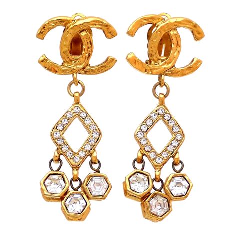 chanel dangle earrings replica|authentic chanel dangle earrings.